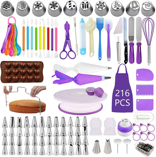 Kitchen-in-a-Box 216-Piece Cake Decorating Turntable and Layer Cake Decorating Kit - EVERYTHING You Need to Make Amazing Layer Cakes and More!