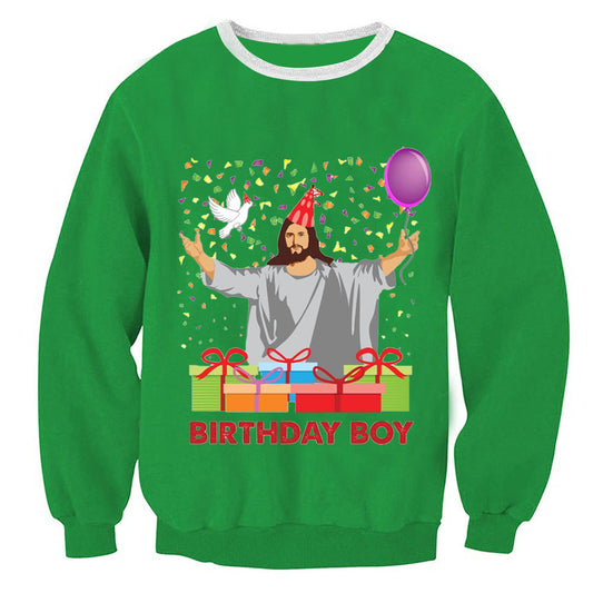 Birthday Boy Jesus Printed Ugly Christmas Sweater - Celebrate the Reason for the Season!