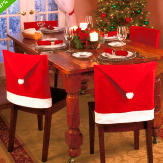Santa Hat Christmas Chair Cover Set - Super-Cute & Festive Holiday Table Decor!
