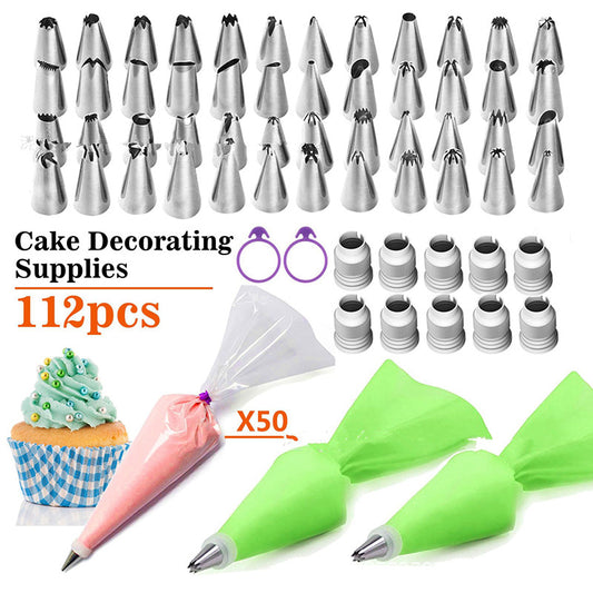112-Piece Cake & Cookie Decorating, Piping Bag & Tips Set