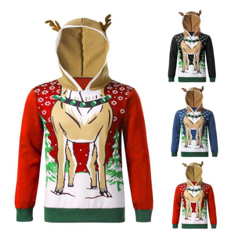 Ugly Christmas Hoodie with Antlers - A Fun New Twist on the Ugly Christmas Sweater!