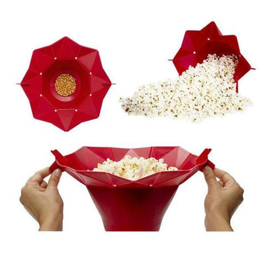 Collapsible Silicone Microwave Popcorn Maker & Bucket - A "Must Have" for Popcorn Lovers!