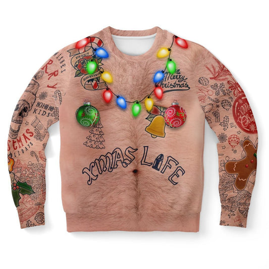 Seriously Ugly Hairy Chest Christmas Sweater Sweatshirts - Show off that "Sweater Mom Made You", lol!