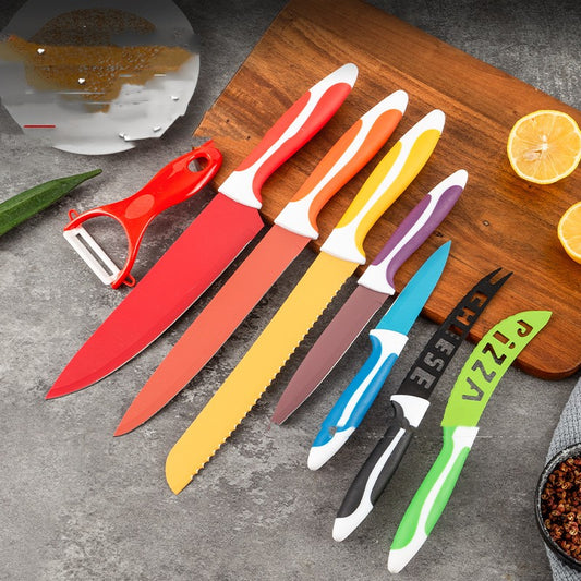 Kitchen-in-a-Box Colorful 8-Piece Kitchen Knife Set - EVERY Kitchen Knife You Need!