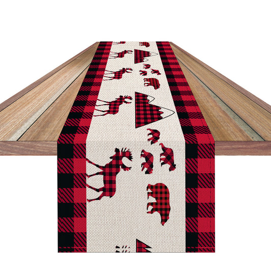 Christmas Table Runner - Plaid Reindeer or Gnome Pattern