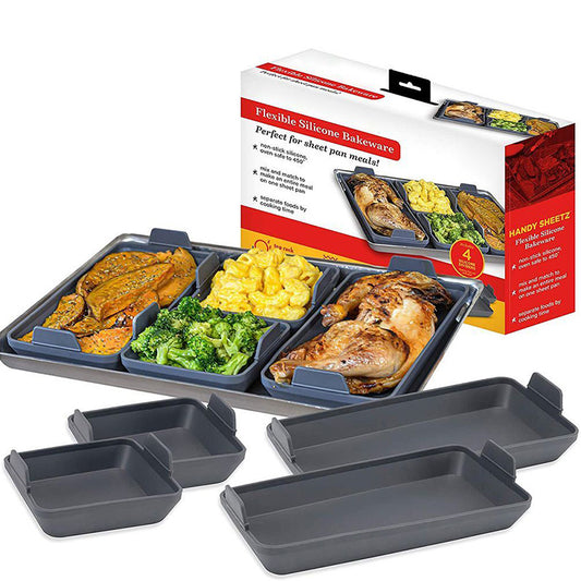 Kitchen-in-a-Box Non-stick Four-piece Silicone Baking Pan Set - Cook Multiple Dishes At Once!