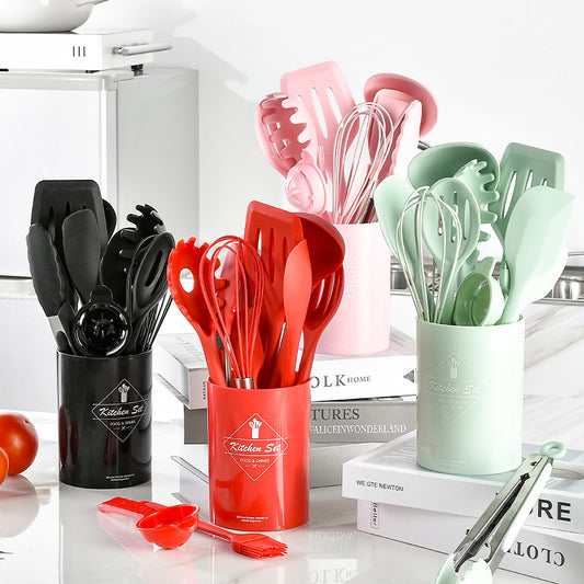 KItchen-in-a-Box 12-Piece Silicone Kitchen Utensil Set & Container - HUGE SAVINGS On All the Utensils You Need!
